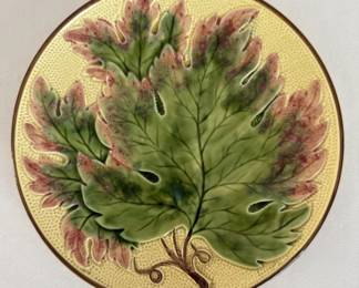 Vintage Majolica Plate Leaf Pattern
