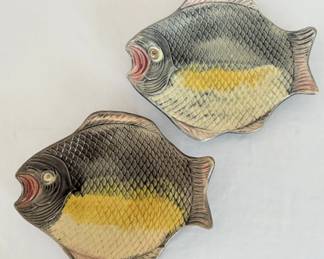 Pair Vintage Ceramic Fish Plates