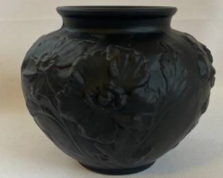 Tiffin Glass 1930's Black Satin Poppy Vase