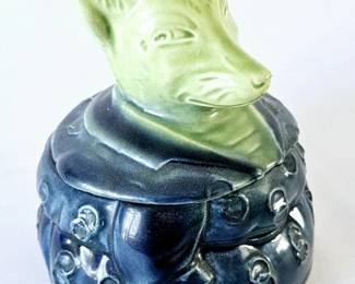 Antique Majolica Fox Lidded Container Germany