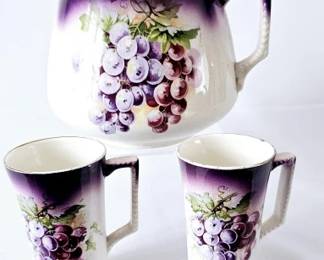 1890's Dresden China Grape Pitcher & Cups