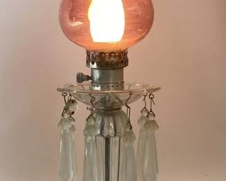Cranberry Glass Prism Table Lamp