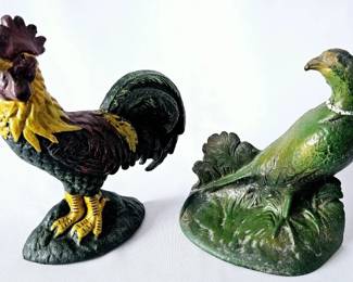 Vintage Painted Cast Iron Bird Door Stops