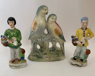 Figurines Japanese Couple & Parakeets
