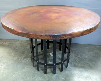 Hammered Metal Kitchen Table, 30.5" x 48", Believed To Be Ashton Furniture