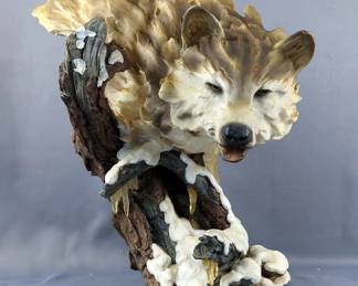 Ice And Snow Resin Wolf Bust, 15" x 15" x 12"