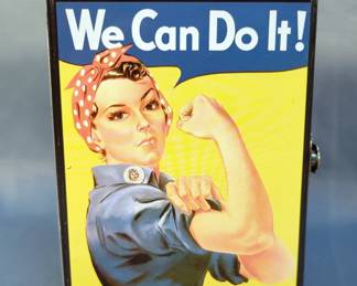 Russell Stover Elvis Holiday Tin, Famous Amos Cookie Tin And Rosie The Riveter "We Can Do It" Tin Lunchbox