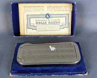 Rolls Razor In Silver Toned Case With Strop And Instructions, In Original Box 