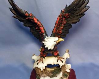 Alabaster Art Sculptures Montefiori Collection Open Winged Eagle, 13.5" x 11"