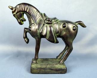 Chinese War Horse Figurine, 9.5" x 10" x 3.5" 