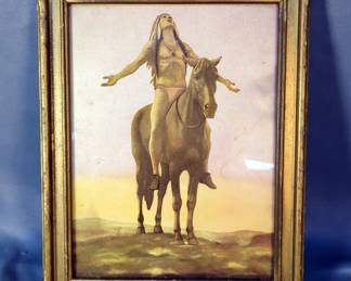 Vintage "Appeal To The Great Spirit" Framed Under Glass Print, 14" x 11"
