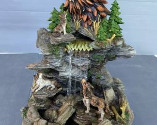 De Capoli Collection Resin Eagle And Wolf Fountain, 19" x 14" x 13"