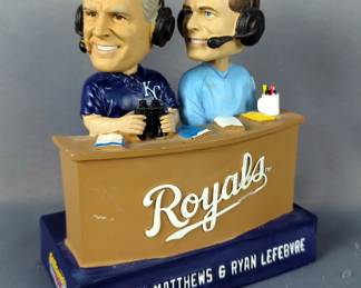 BD&A Limited Edition Kansas City Royals #15 Carlos Beltran Bobblehead, # 1/25,000 And Denny Matthews And Ryan Lefebvre Sports Commentators Talking Bobblehead