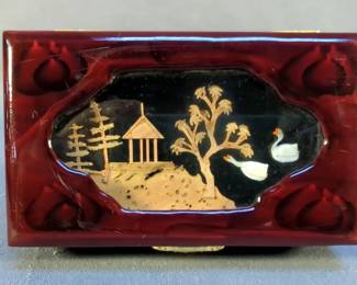 Chinese Carved Cork Dioramas, Qty 3 And Carved Cork Jewelry Box