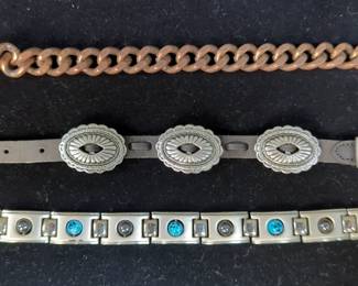 Pappagallo 8" Concho Bracelet, Stainless Steel 8" Link Bracelet And 8" Copper Bracelet 
