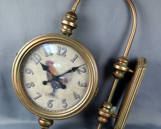Sullivan Gift Wall Mounted Double Sided Rooster Clock, Battery Operated Approx 27" x 20" x 5" 