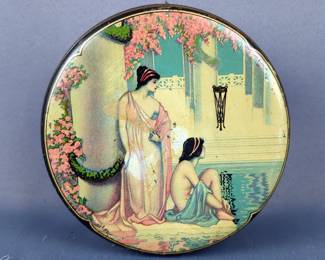 Uneeda 1930s Nabisco Hinged Biscuit Box And Grecian Rose Bath Talcum Tin 
