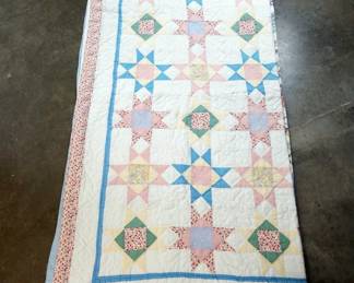 Hand And Machine Stitched Star Pattern Quilts, Qty 2, Both Are 82" x 82"