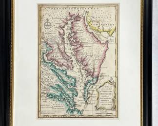 Chesapeake Bay colonial map by Emanuel Bowen, ca. 1747