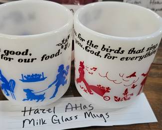 HAZEL ATLAS MILK GLASS MUGS VINTAGE