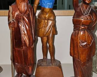 HAND CARVED WOODEN STATUE LOT