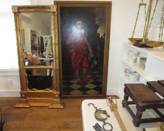 Antique painting and mirror, both very large