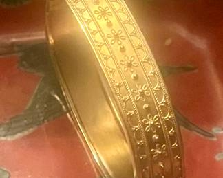 Large Etruscan Revival Yellow Gold Bangle…simple stunning!!!