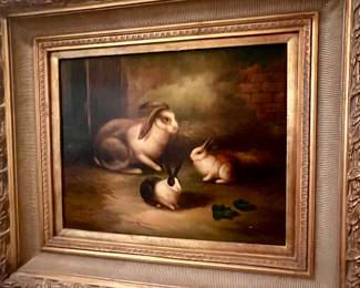 Rabbits oil on canvas