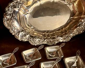 Salt cellars and Repousse bread tray