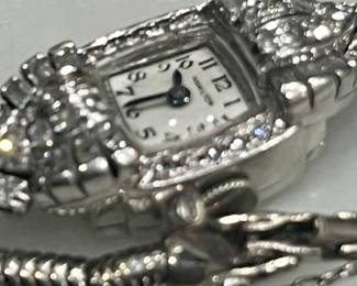 Diamond and platinum dress watch