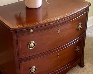 Small English mahogany two drawer chest is the perfect size!