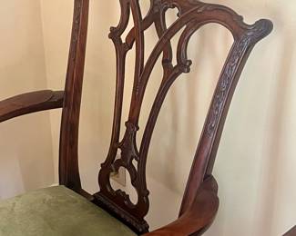 Chippendale hand carved mahogany dining chairs with two arm and four side chairs