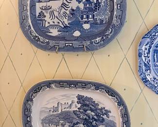 Old blue and white platters