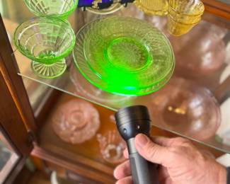 A few pieces of uranium green depression glass
