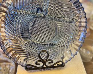 Blue divided relish dish