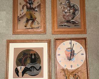 Vintage  Navajo Sand Art & SW clock