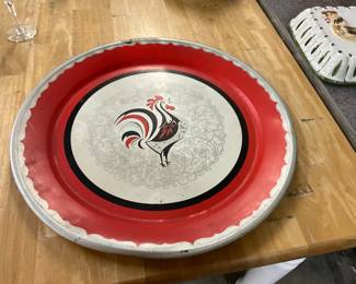 Large Metal Rooster Serving Tray