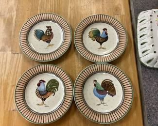 Debbie Mumm Stoneware by Sakura Onieda Decorative Rooster Plates