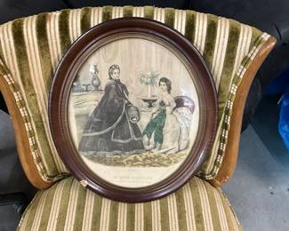 Vtg Framed Women Picture La Mode Illustree Print