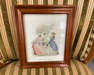 Vtg Framed Revue De La Mode Print