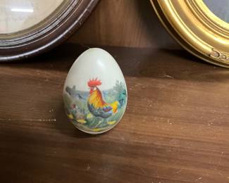 Porcelain Rooster Handcrafted Egg