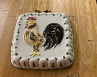 Ceramic Porcelain Rooster Wall Hanging - Italy