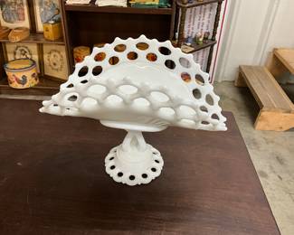 Westmoreland Milk Glass Pedestal Fruit Bowl