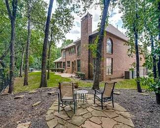 here is a table and other garden essentials in the garden