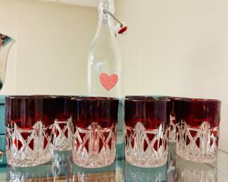 Set of ruby crystal glass ware $38