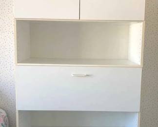 White Laminate Tall Storage Cabinet Desk 