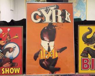 CYRK By Waldamar Swierzy Framed Print, Vintage Kraft Circus Posters Framed