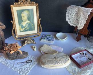 Vintage Shoe Lace Key, Hat Pins, Lace, Picture Frame, Rose Pin
