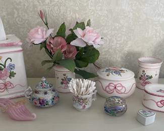 Vintage Pink White Bathroom Set  More