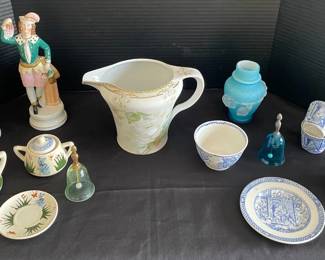 Prussia Pitcher, Staffordshire China, Childrens Tea Set, Murano Glass Bells,  More